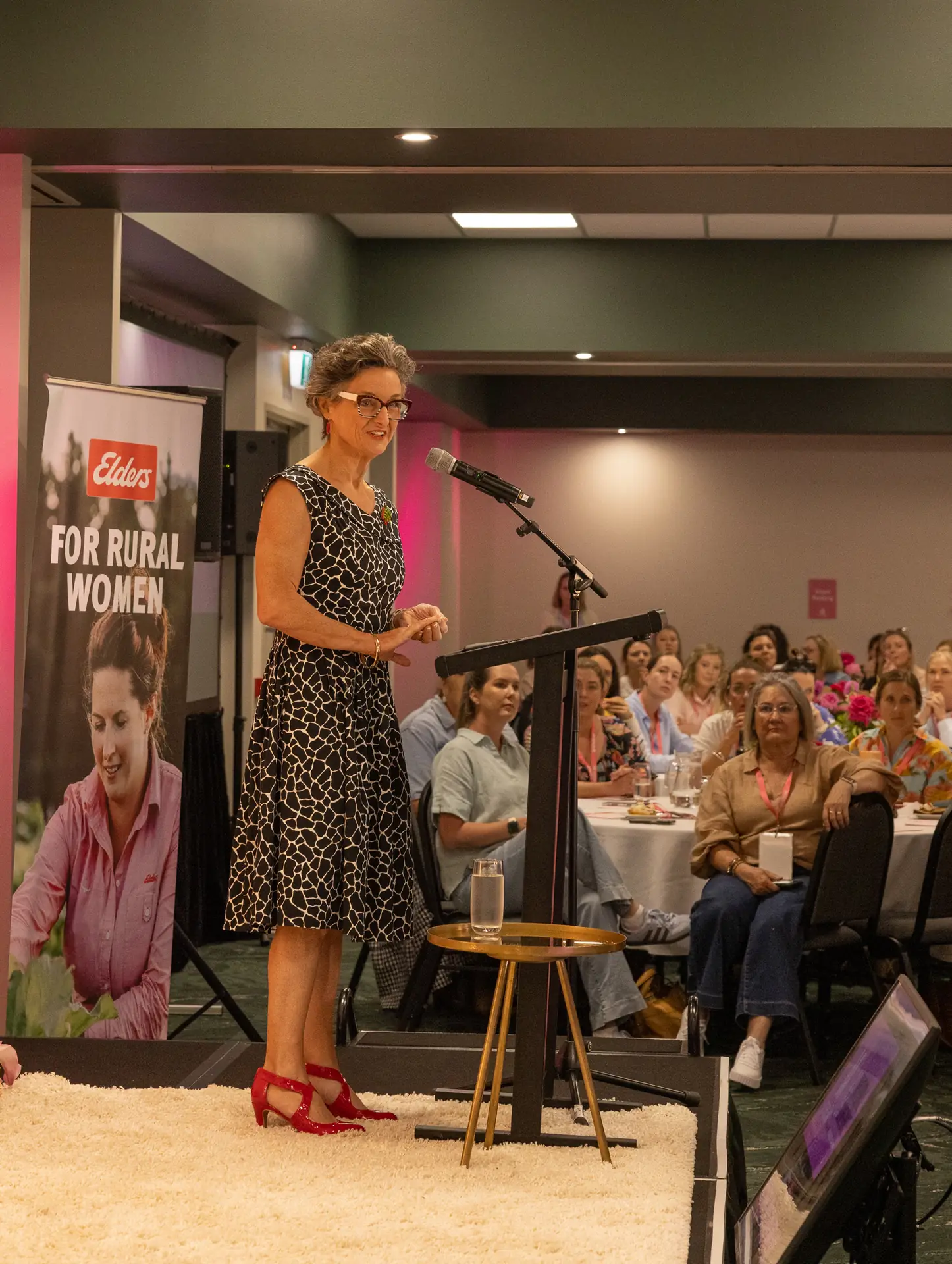 Speaker presenting to the conference audience